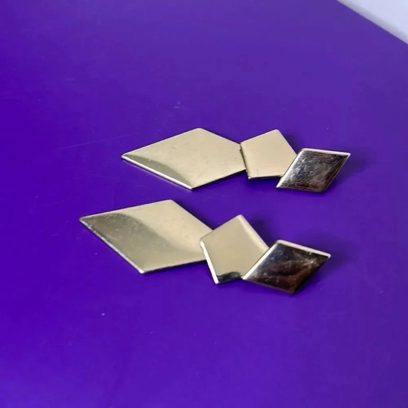 Geometric Shapes Gold Earrings - Picture 2 of 5